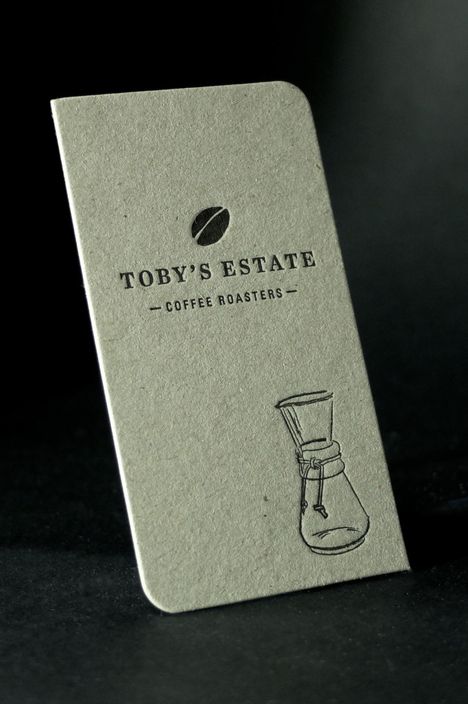 Toby's Estate, Letterpress business cards, Kraft board letterpress, round corners business card, cheap letterpress business cards, Letterpress Sydney, Retropress