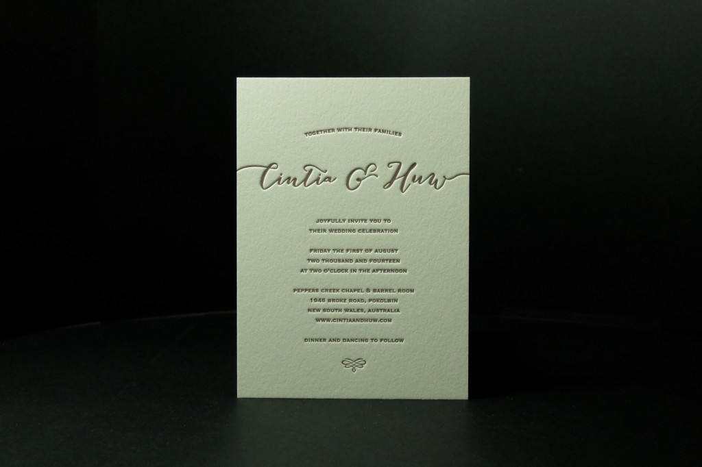 Hunter Valley Wedding, Love on the lawn, letterpress wedding invitation, cheap letterpress invitations, best wedding invitations sydney, Andrew Basford, Retropress