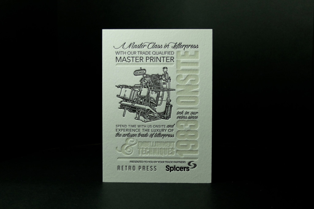 Spicers Paper, Letterpress printing, trade printing, Corporate Events, specialty printing, cheap letterpress, retropress, Andrew Basford, master printer, letterpress Australia